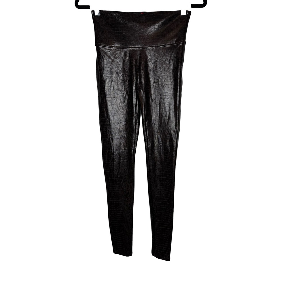 Spanx Faux Leather Croc Leggings Brown High Waist Shaper M 20247R Dark Chocolate